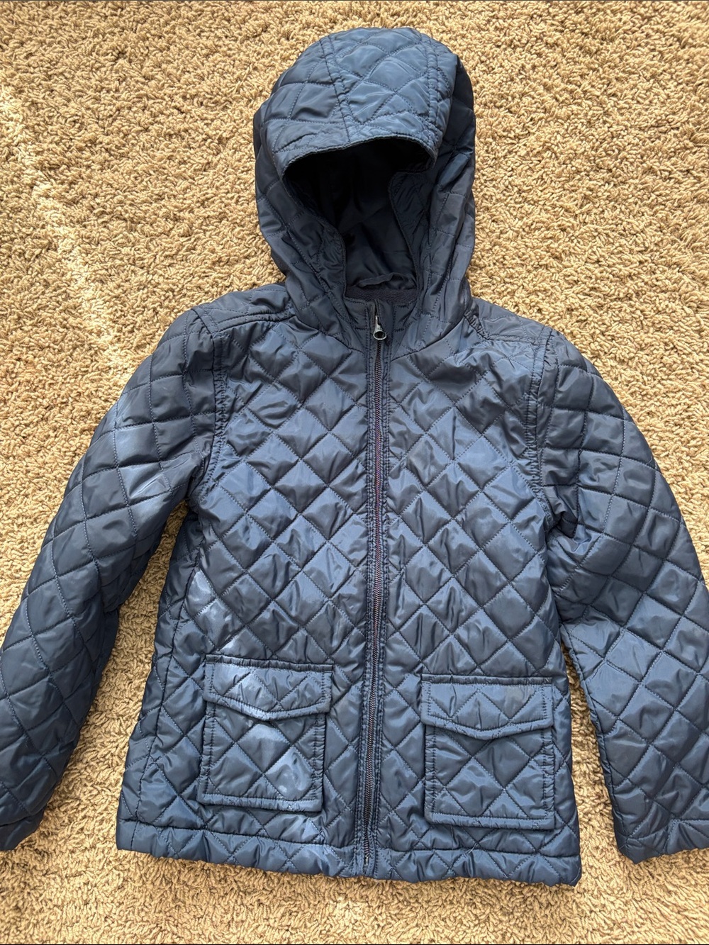 The Children's Place Navy Quilted Hooded Puffer Jacket